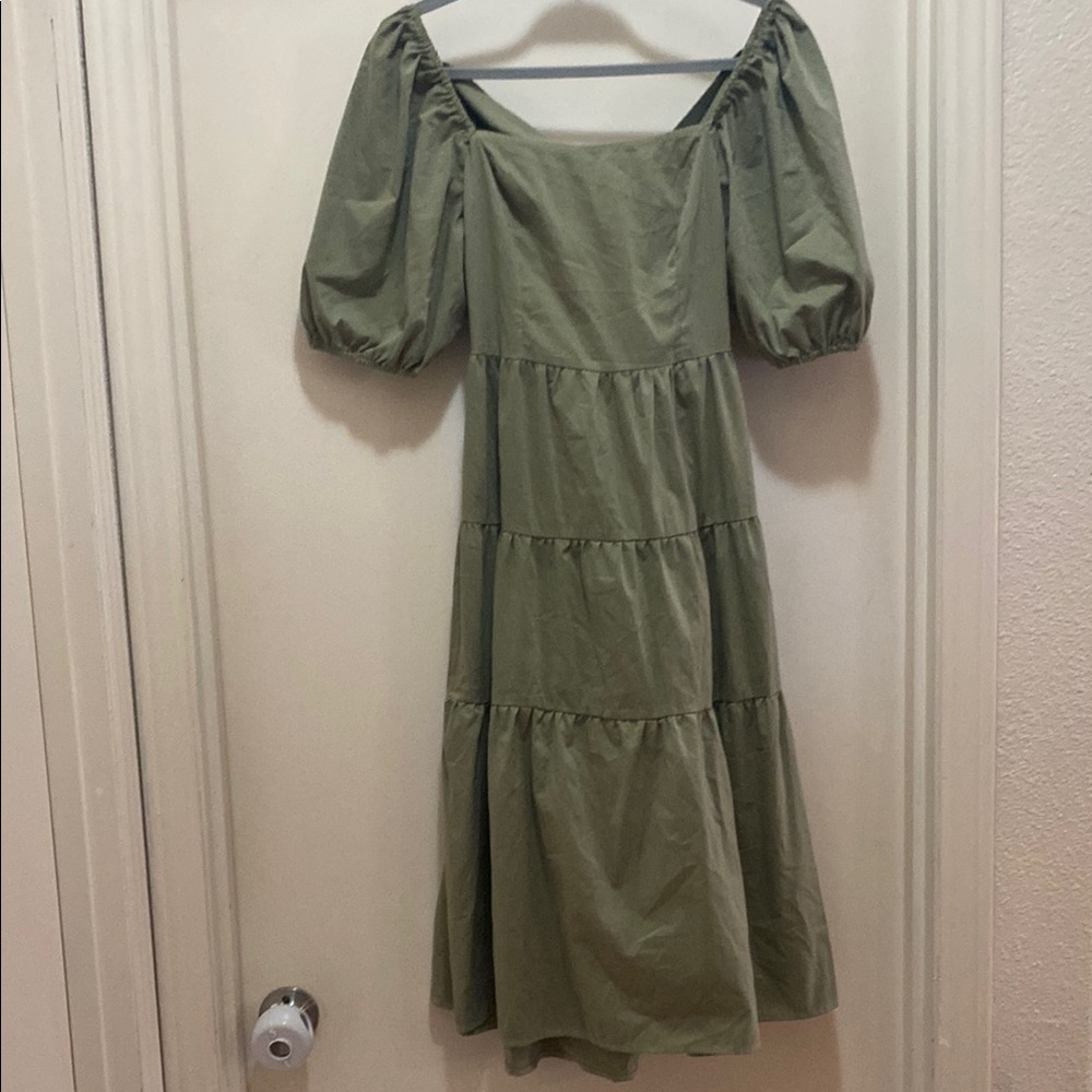 Just Found Green Puff Sleeve Dress